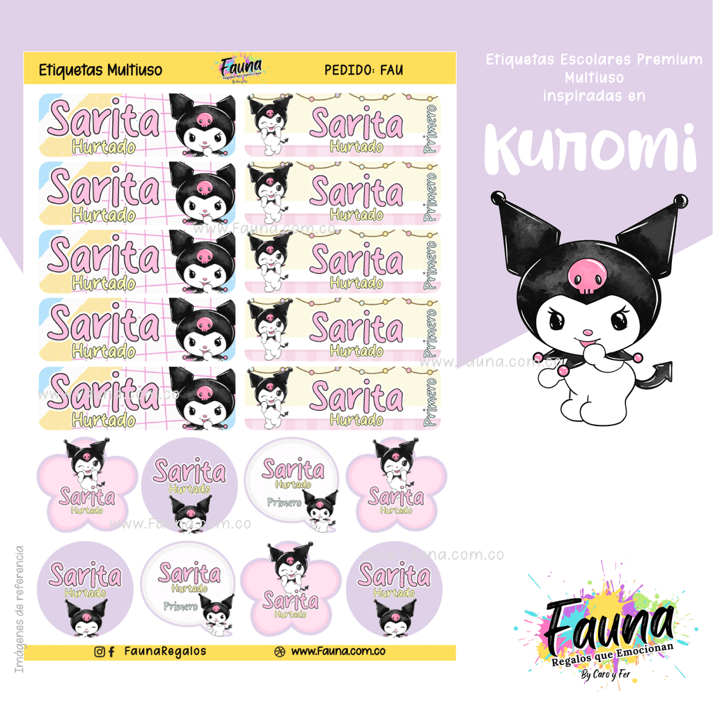 Kuromi 💜 - Etiquetas Escolares Premium Personalizadas