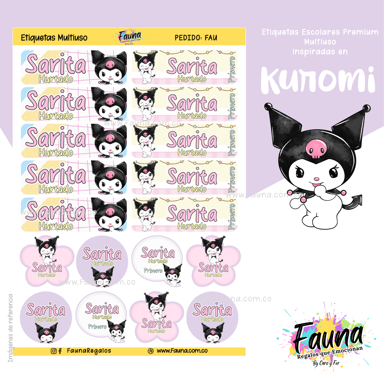 Kuromi 💜 - Etiquetas Escolares Premium Personalizadas