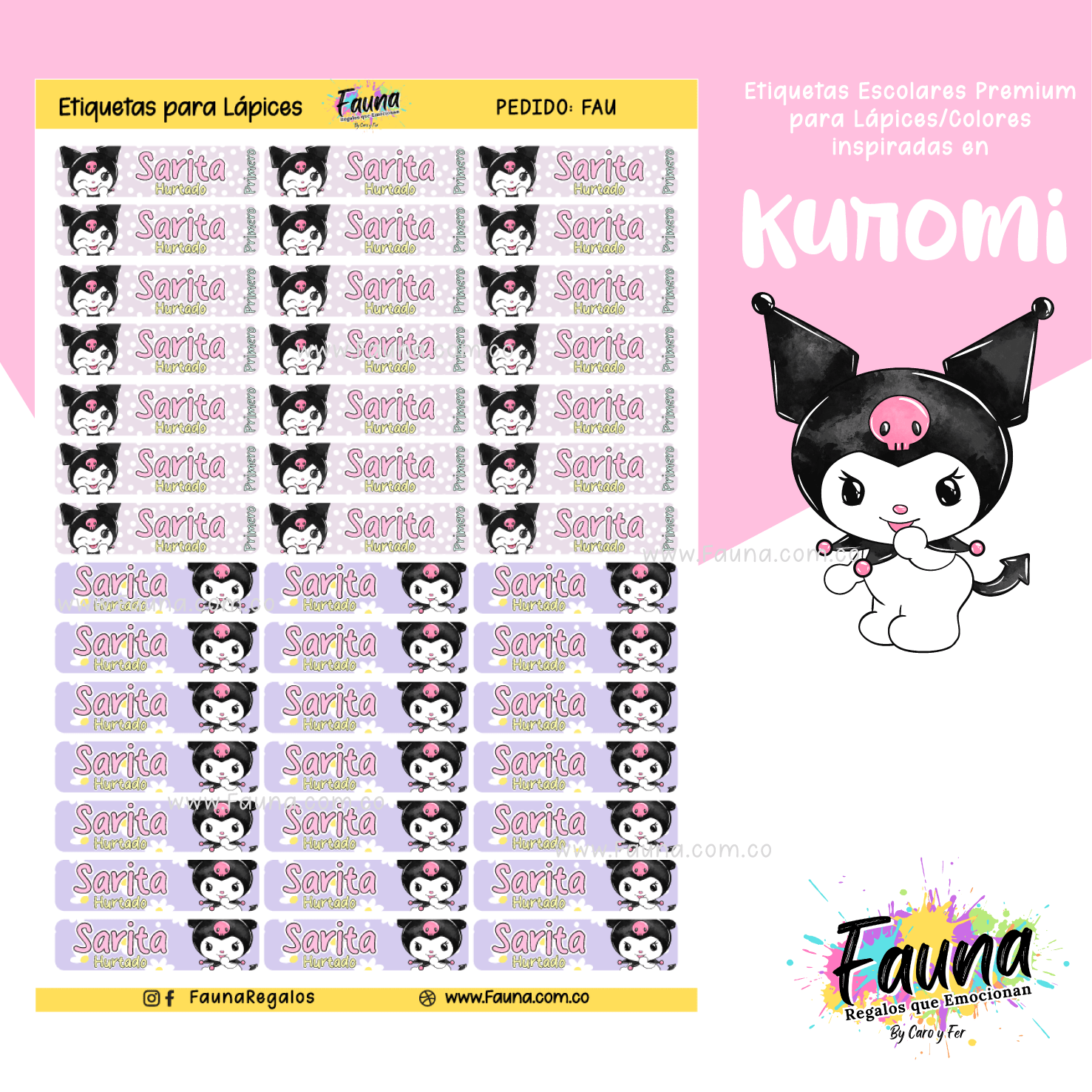 Kuromi 💜 - Etiquetas Escolares Premium Personalizadas