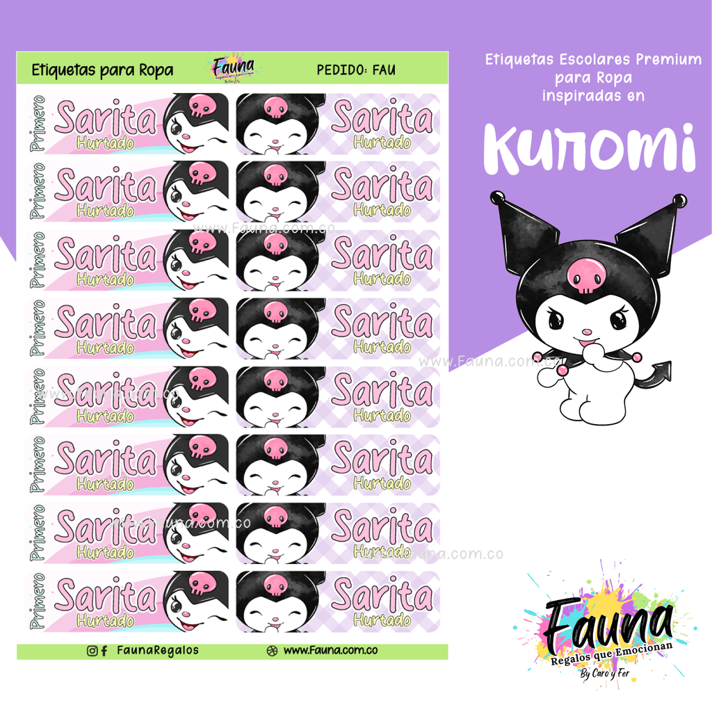 Kuromi 💜 - Etiquetas Escolares Premium Personalizadas