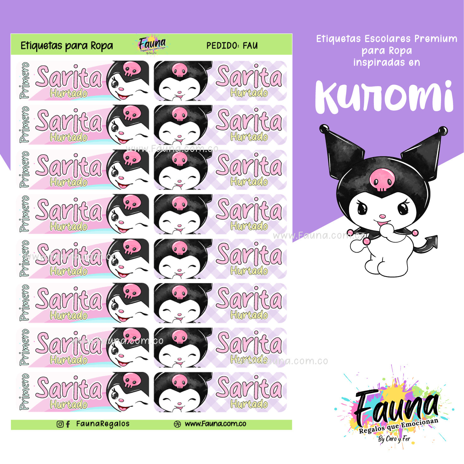Kuromi 💜 - Etiquetas Escolares Premium Personalizadas