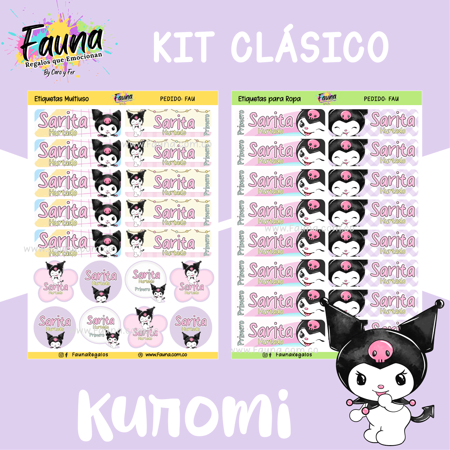Kuromi 💜 - Etiquetas Escolares Premium Personalizadas