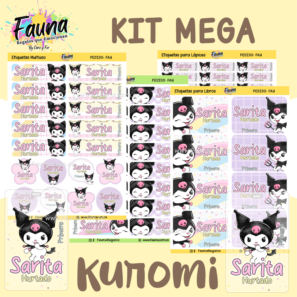Kuromi 💜 - Etiquetas Escolares Premium Personalizadas