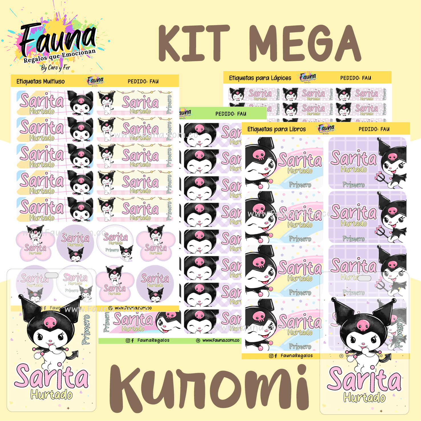 Kuromi 💜 - Etiquetas Escolares Premium Personalizadas