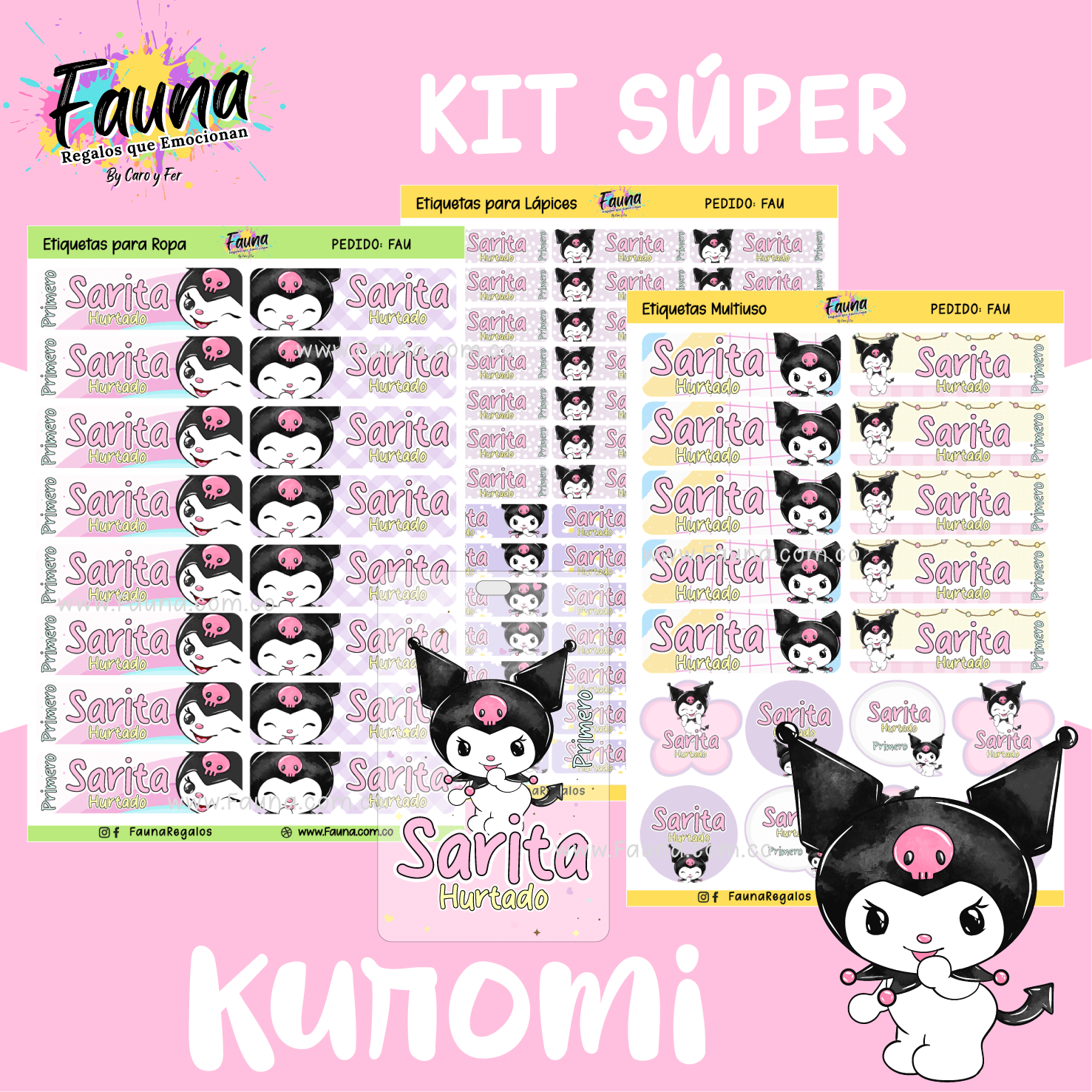 Kuromi 💜 - Etiquetas Escolares Premium Personalizadas