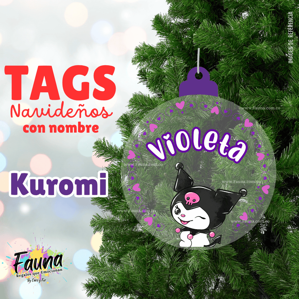 Kuromi – Tag Navideño Personalizado con Nombre 🎄