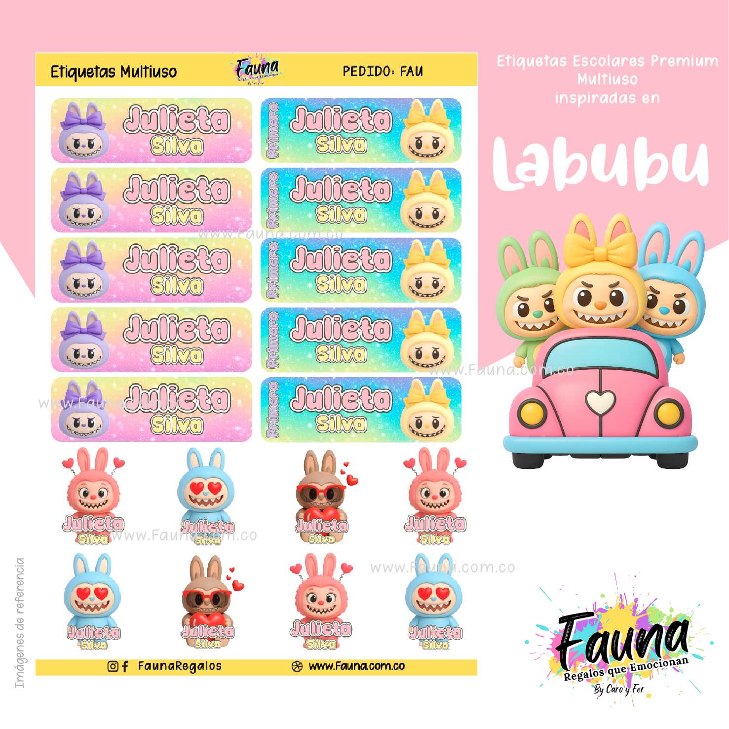 Labubu 🌈 - Etiquetas Escolares Premium Personalizadas