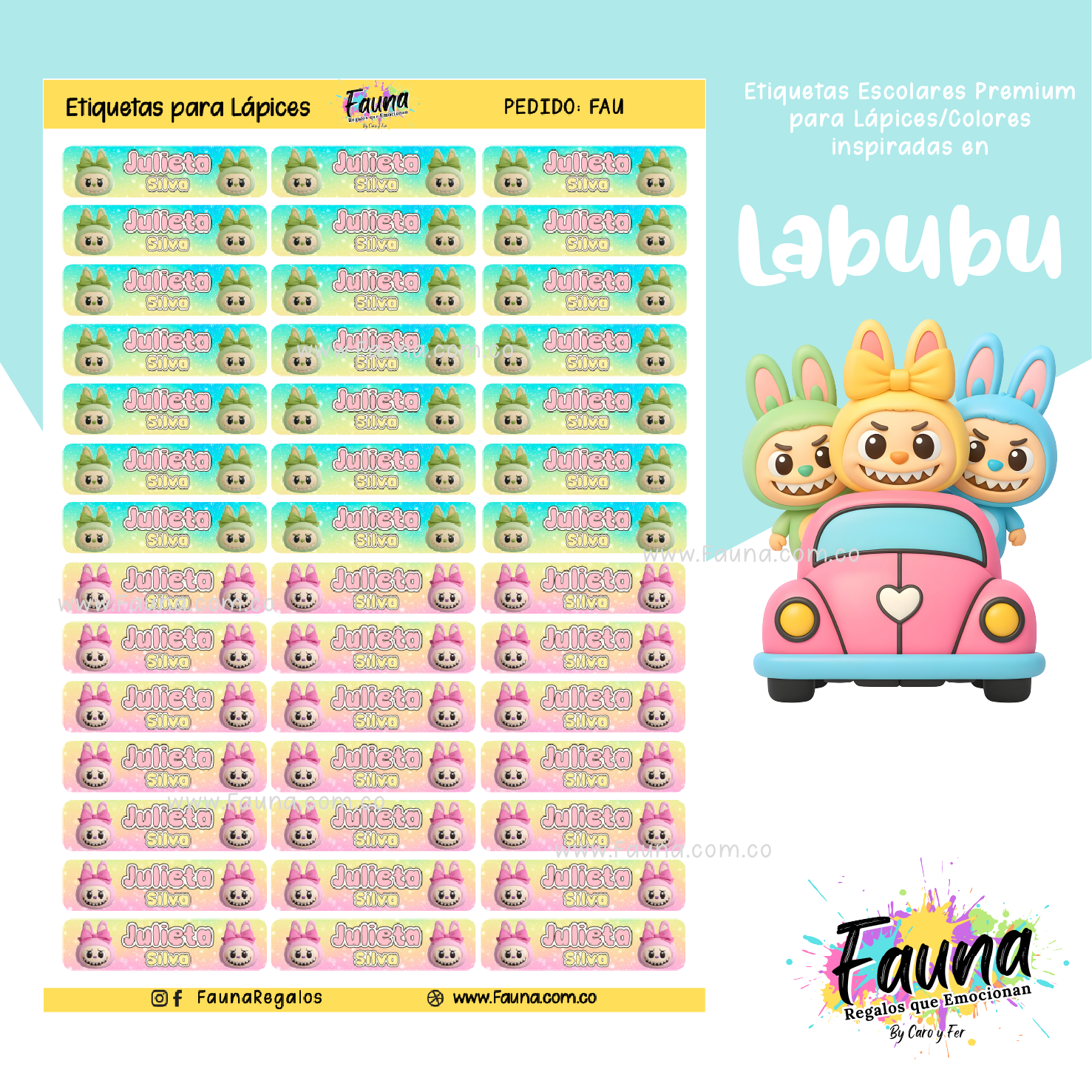 Labubu 🌈 - Etiquetas Escolares Premium Personalizadas