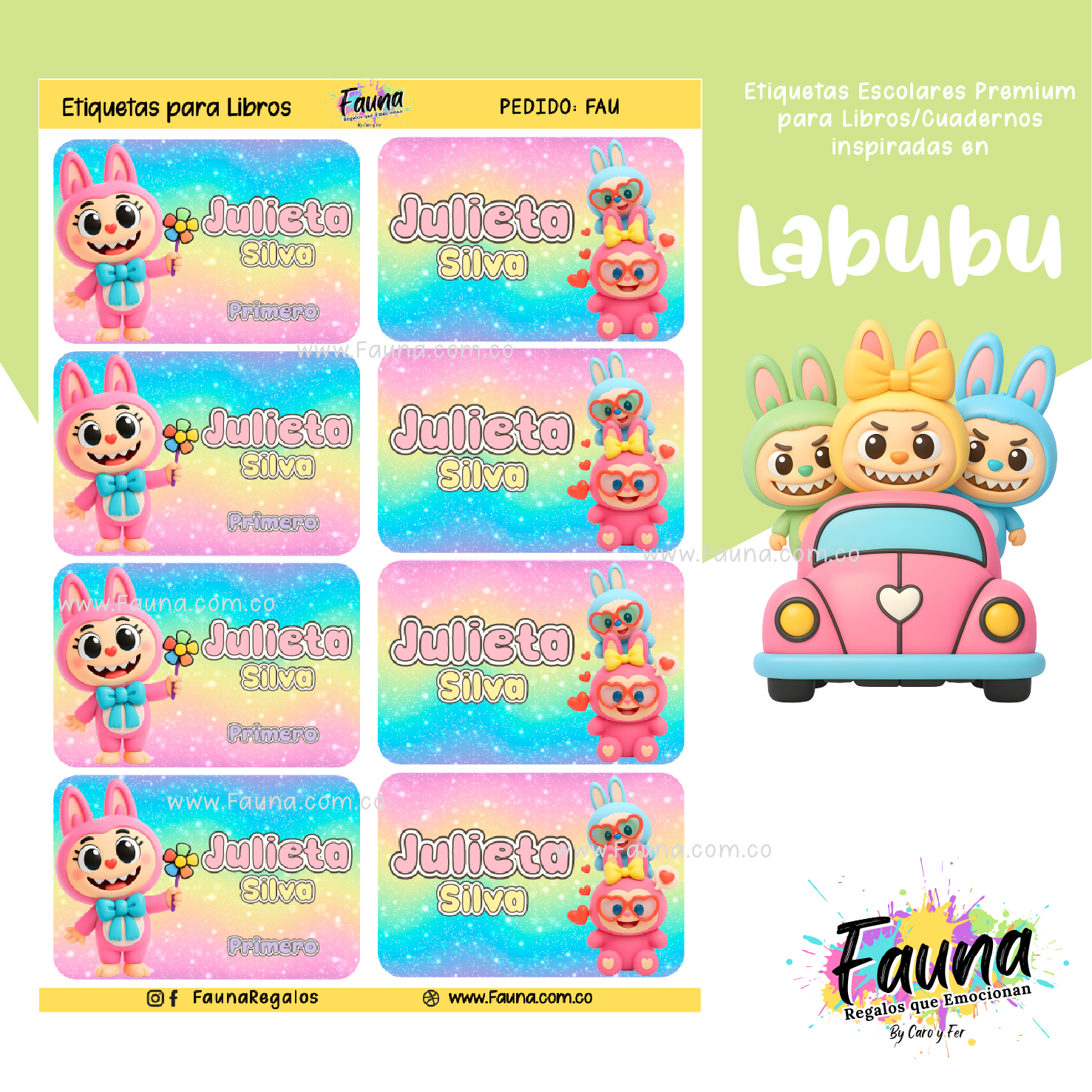 Labubu 🌈 - Etiquetas Escolares Premium Personalizadas