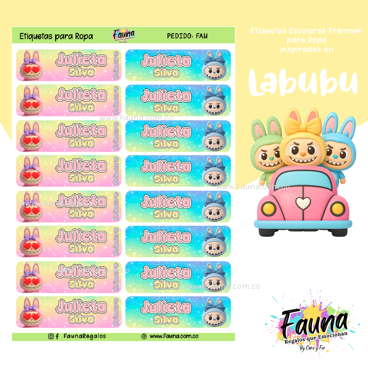 Labubu 🌈 - Etiquetas Escolares Premium Personalizadas
