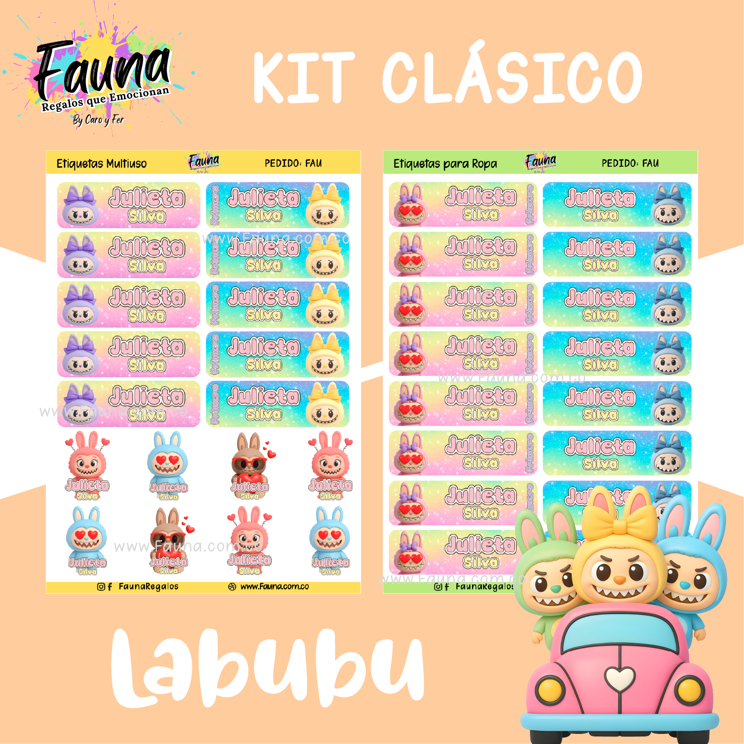 Labubu 🌈 - Etiquetas Escolares Premium Personalizadas