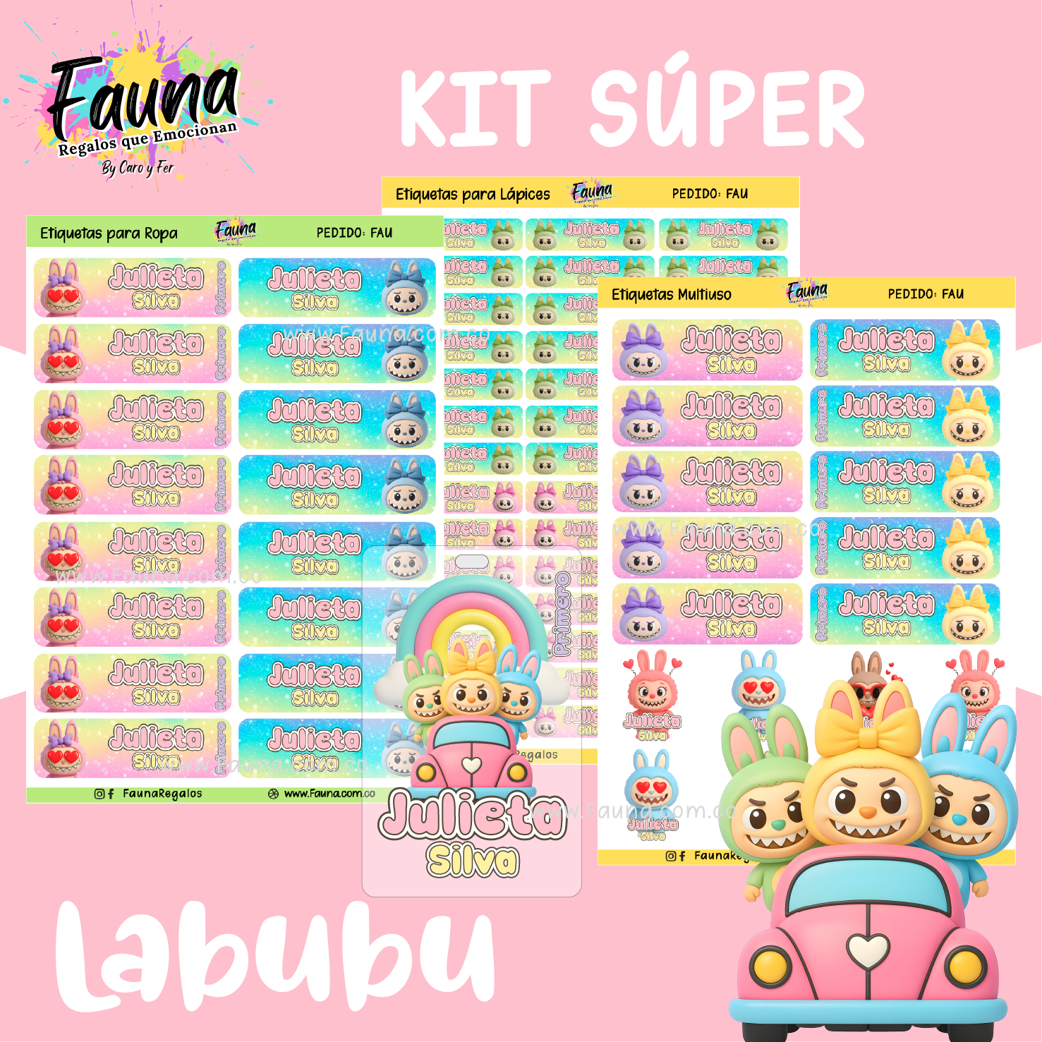 Labubu 🌈 - Etiquetas Escolares Premium Personalizadas