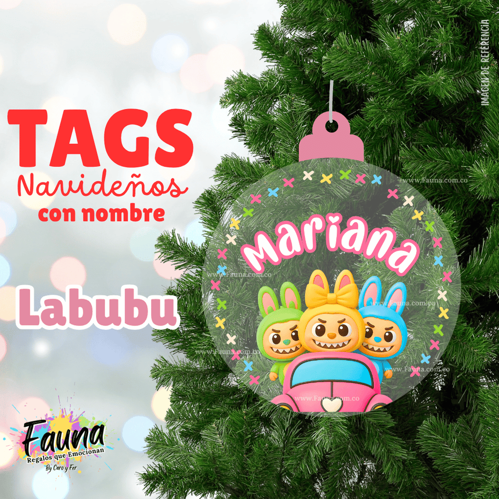 Labubu – Tag Navideño Personalizado con Nombre 🎄