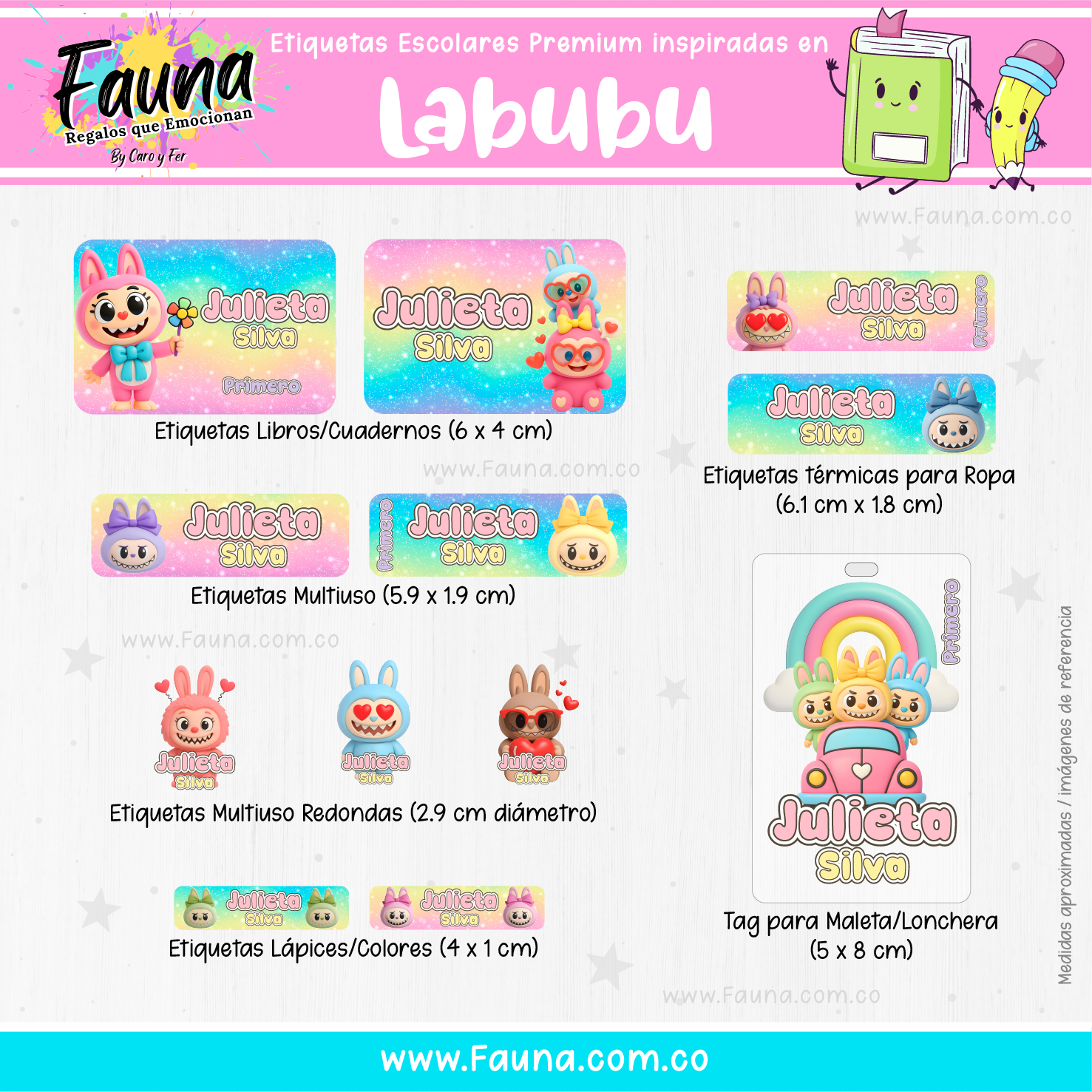 Labubu 🌈 - Etiquetas Escolares Premium Personalizadas