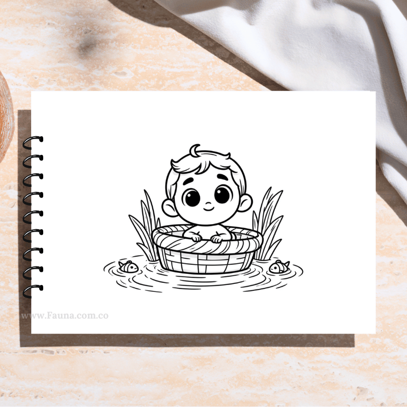 📖✨ Libro de Colorear Infantil – La Historia de Moisés (50 hojas)