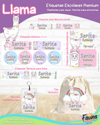 Llama 🦙 - Etiquetas Escolares Premium Personalizadas
