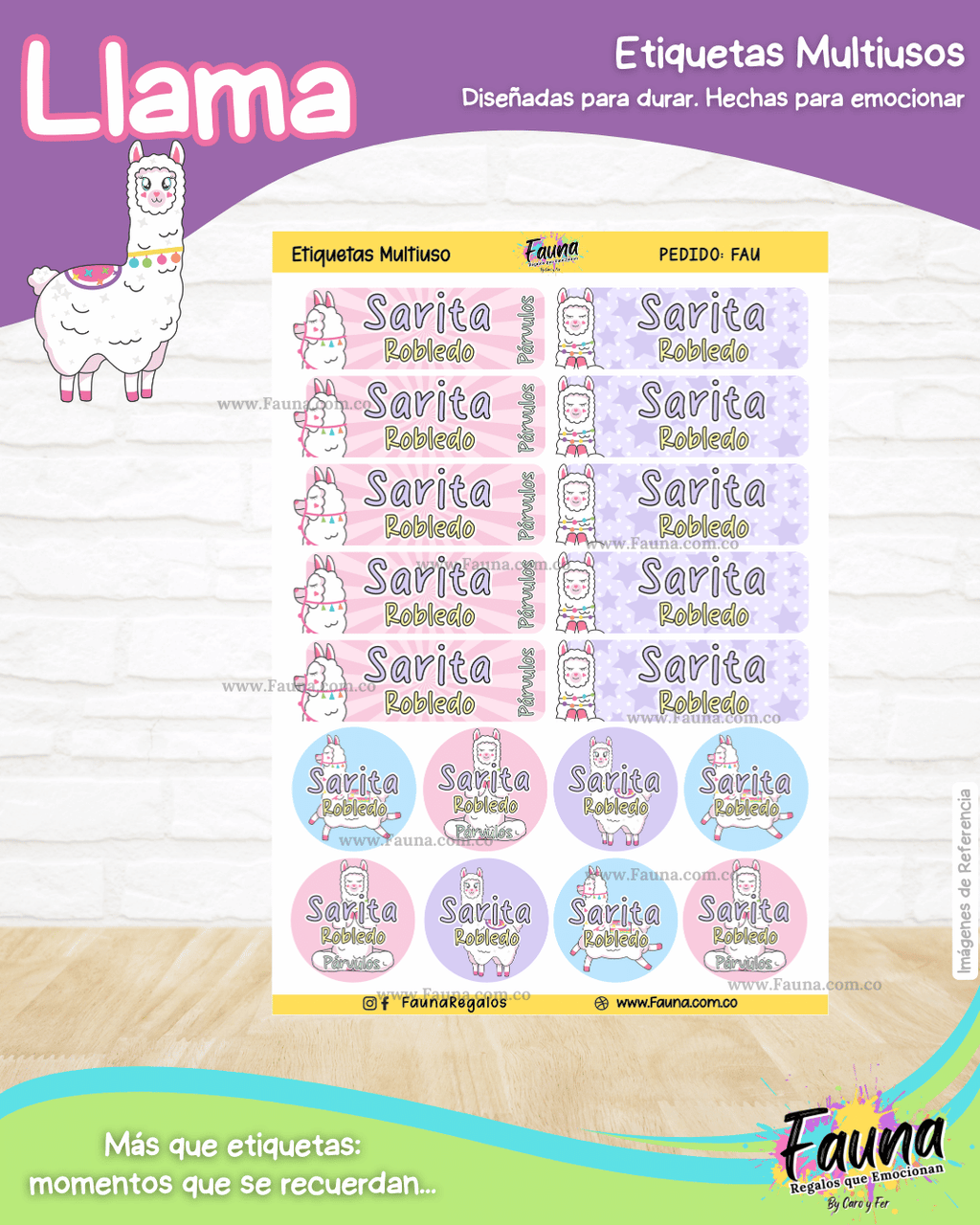 Llama 🦙 - Etiquetas Escolares Premium Personalizadas