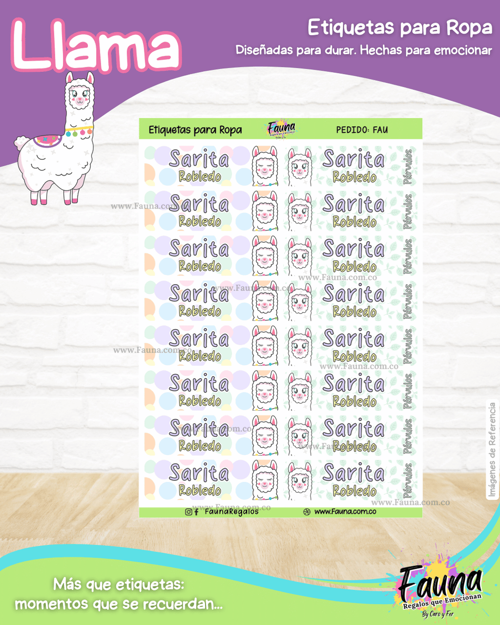 Llama 🦙 - Etiquetas Escolares Premium Personalizadas