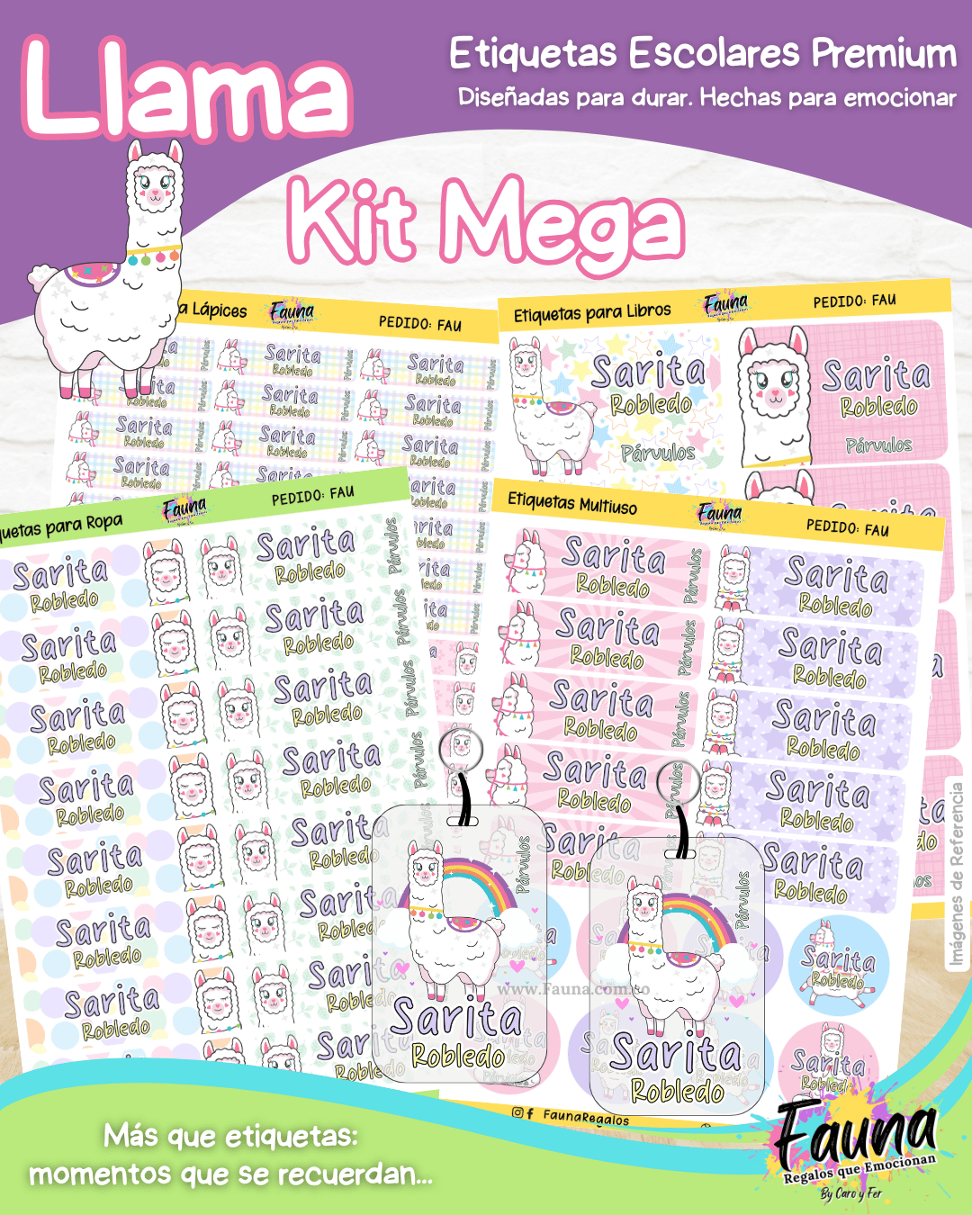 Llama 🦙 - Etiquetas Escolares Premium Personalizadas