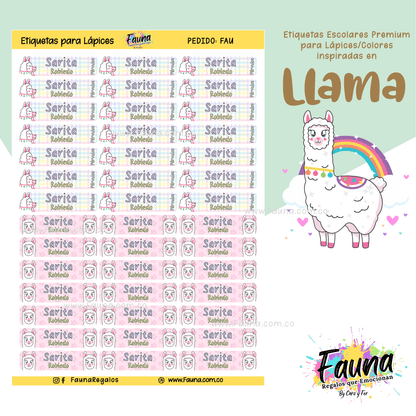 Etiquetas Escolares Premium Personalizadas – Llama 🦙