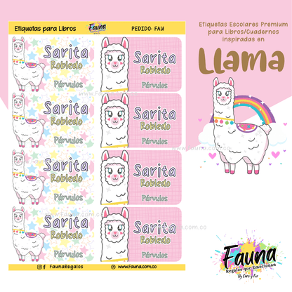 Etiquetas Escolares Premium Personalizadas – Llama 🦙