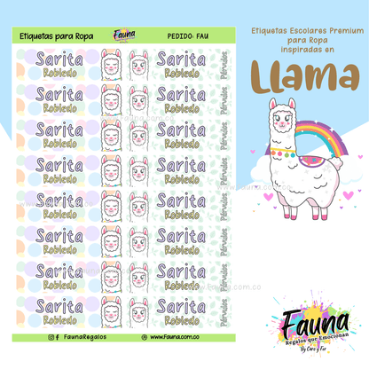 Etiquetas Escolares Premium Personalizadas – Llama 🦙