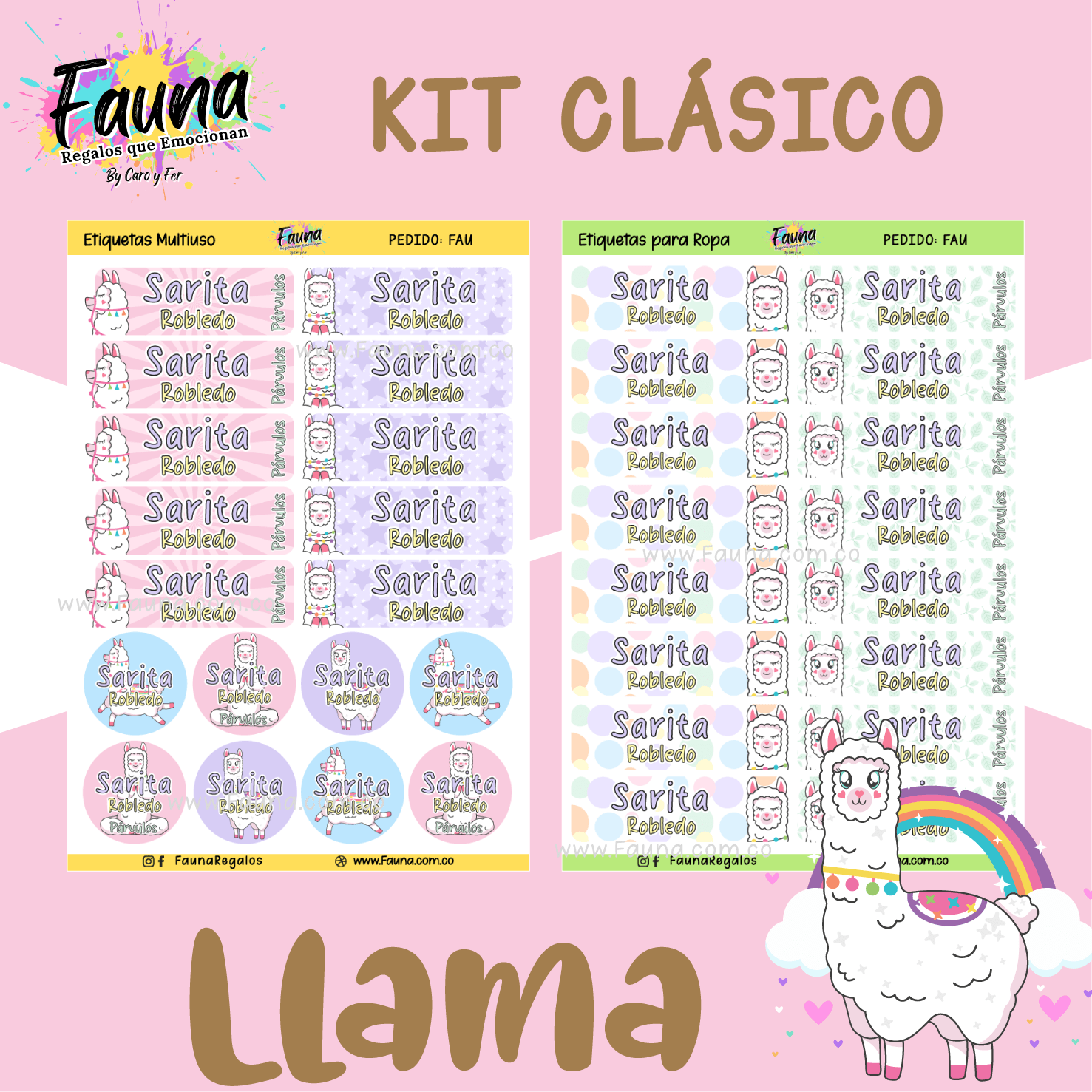 Llama 🦙 - Etiquetas Escolares Premium Personalizadas
