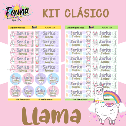 Etiquetas Escolares Premium Personalizadas – Llama 🦙