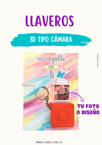 Llavero 3d tipo Cámara - Fauna Regalos Personalizados