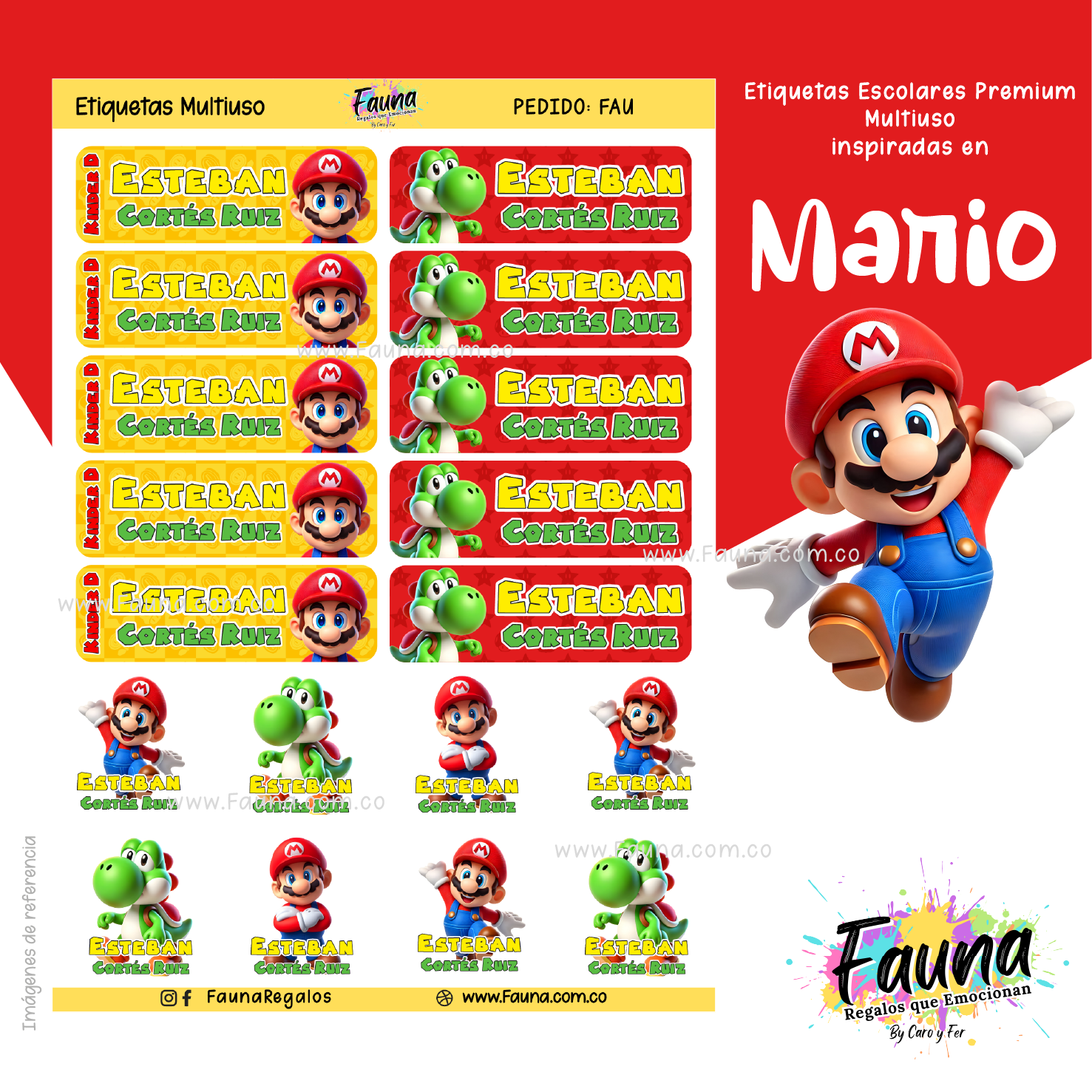 Mario 🍄 - Etiquetas Escolares Premium Personalizadas