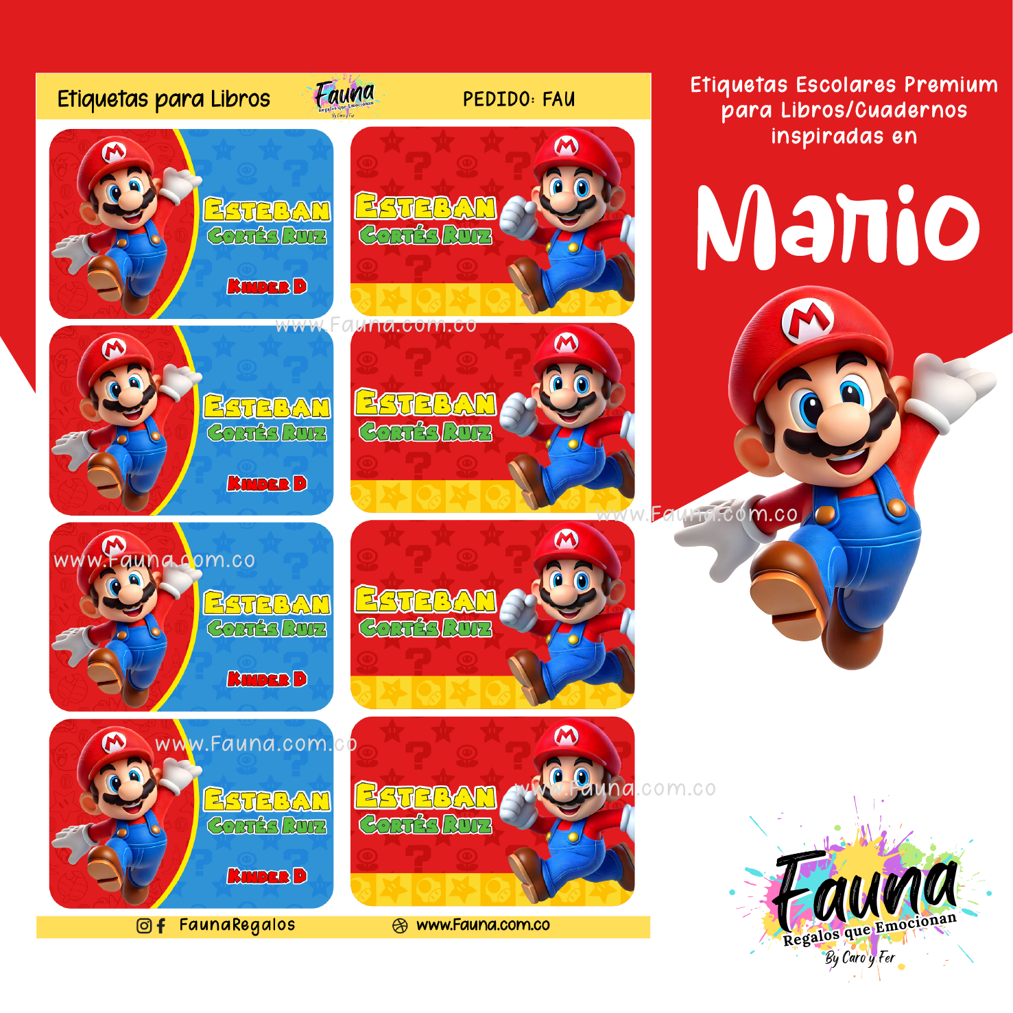 Mario 🍄 - Etiquetas Escolares Premium Personalizadas