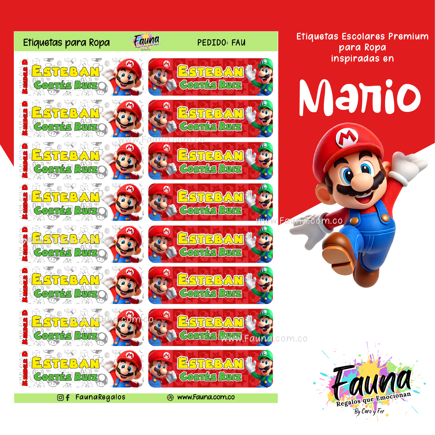 Mario 🍄 - Etiquetas Escolares Premium Personalizadas