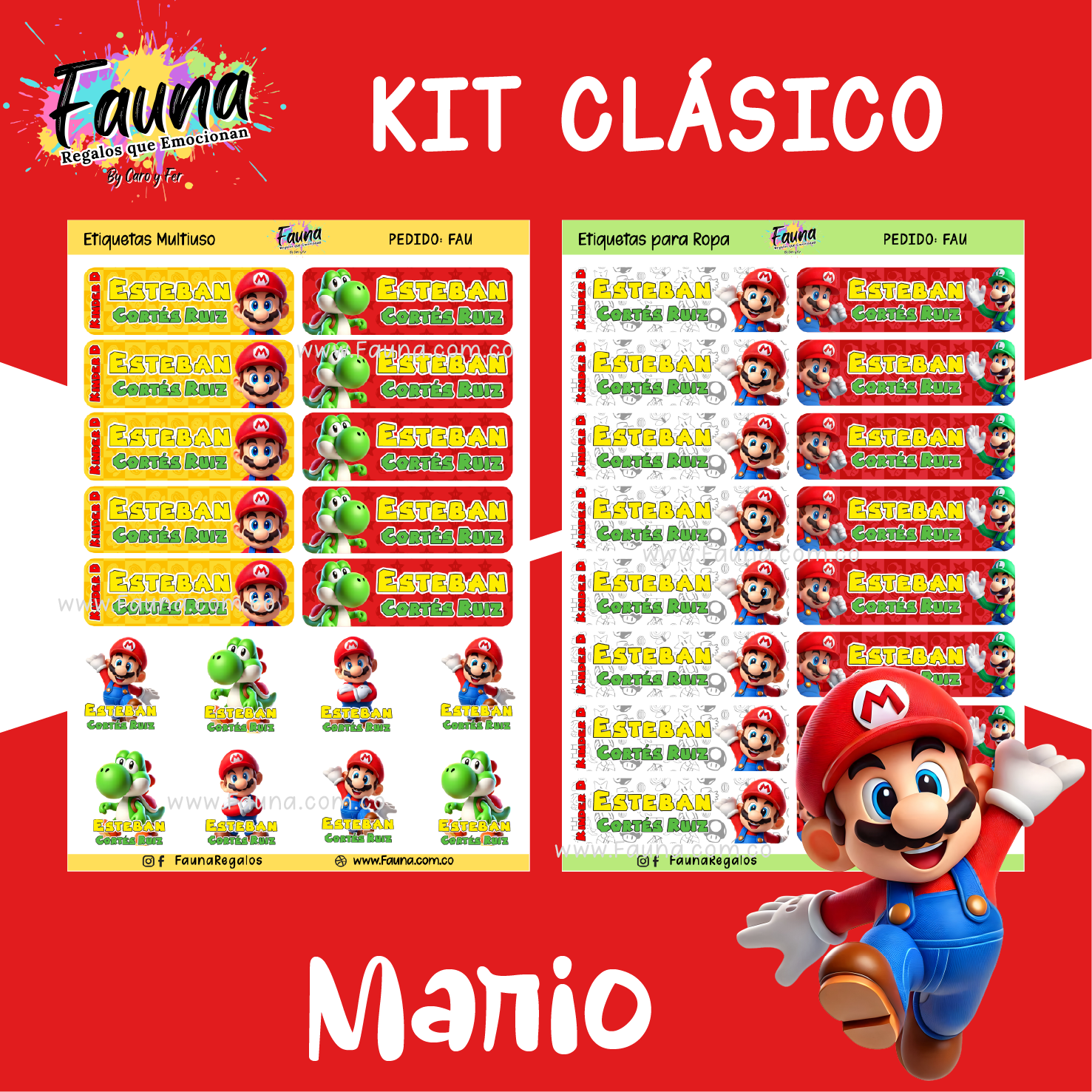 Mario 🍄 - Etiquetas Escolares Premium Personalizadas