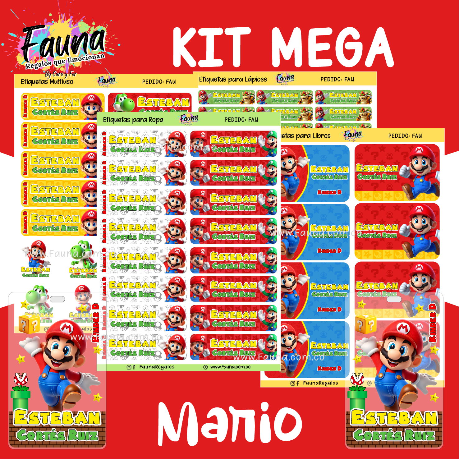 Mario 🍄 - Etiquetas Escolares Premium Personalizadas