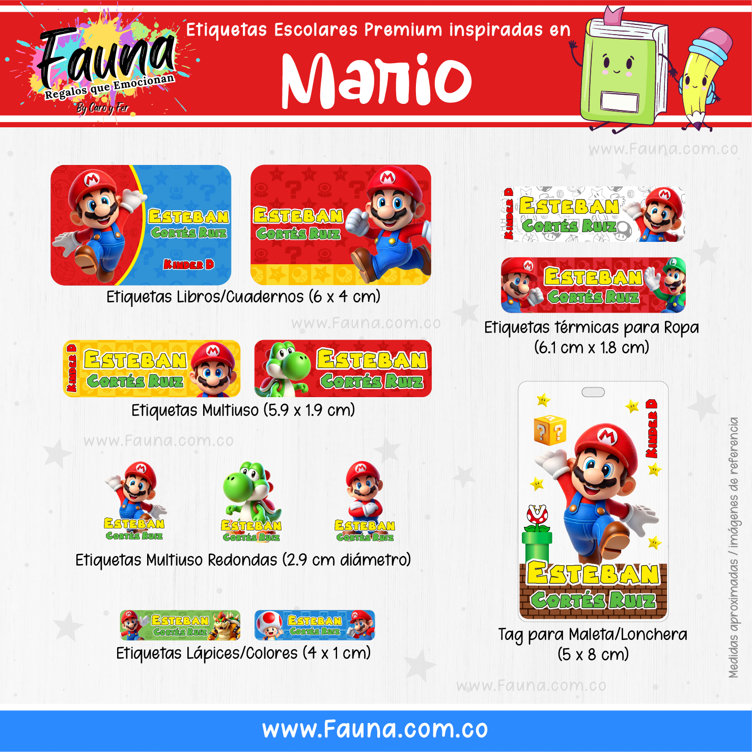 Mario 🍄 - Etiquetas Escolares Premium Personalizadas