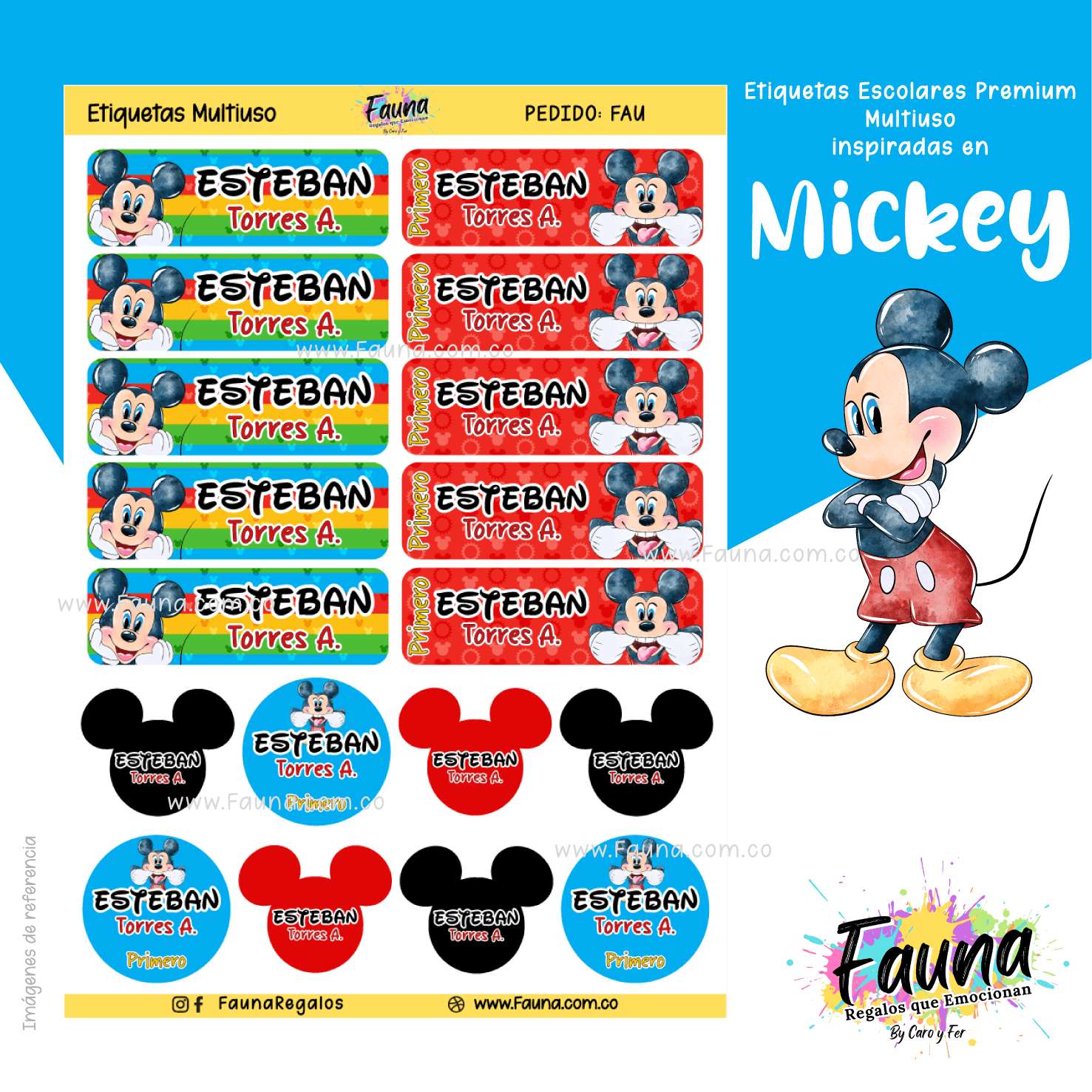 Mickey 🐭 - Etiquetas Escolares Premium Personalizadas