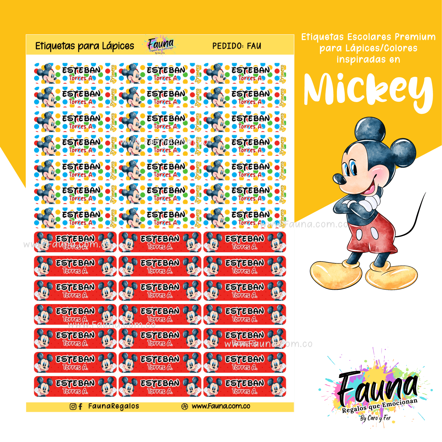 Mickey 🐭 - Etiquetas Escolares Premium Personalizadas