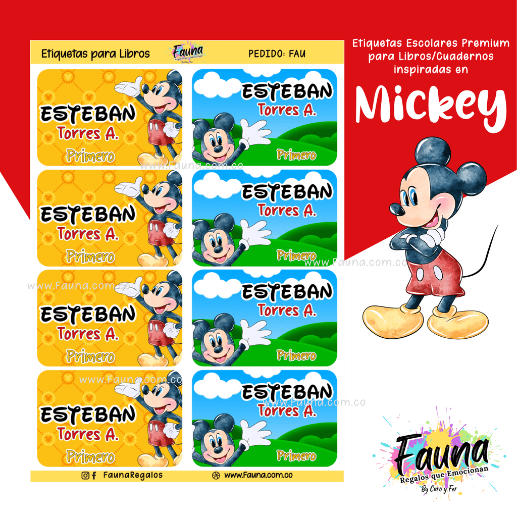 Mickey 🐭 - Etiquetas Escolares Premium Personalizadas