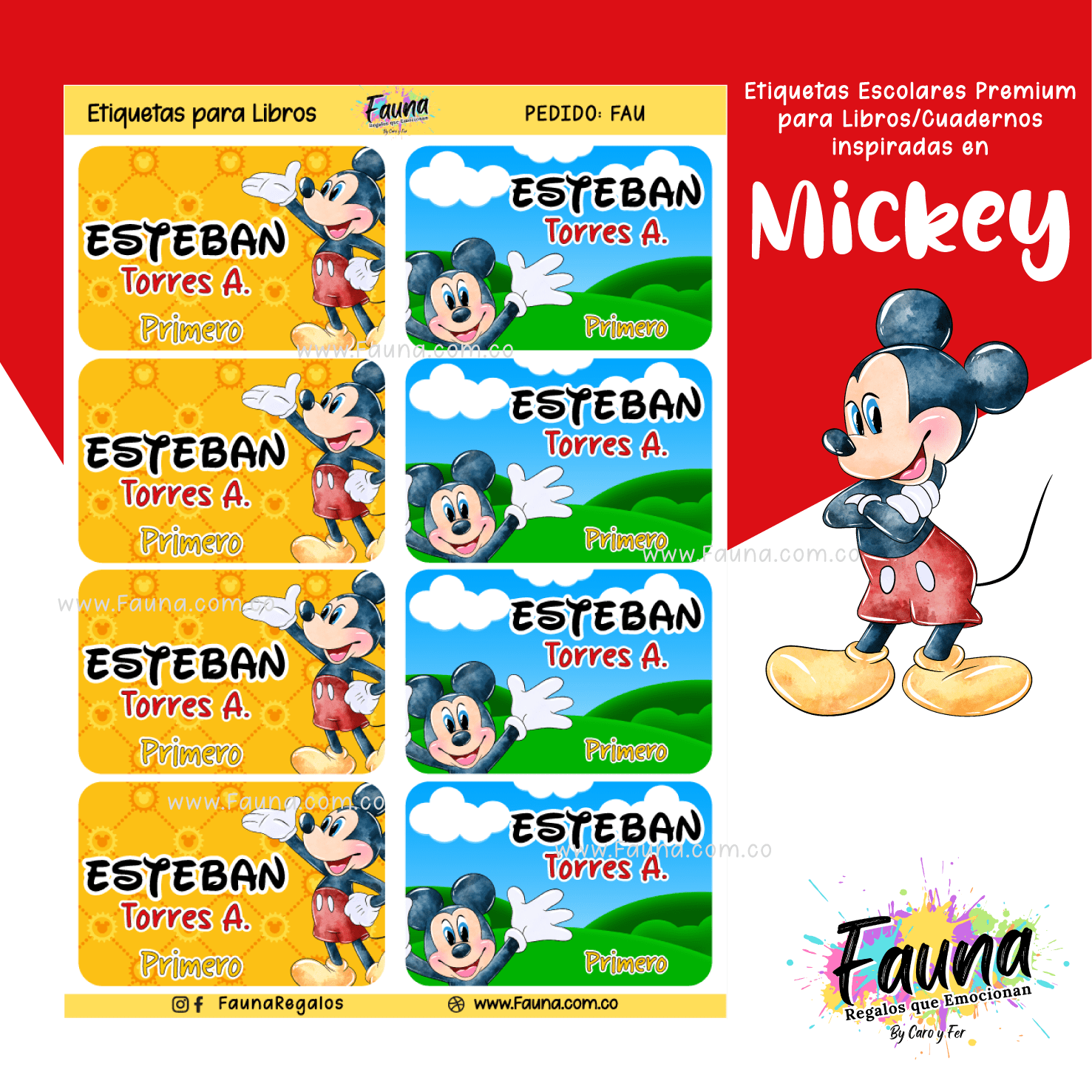Mickey 🐭 - Etiquetas Escolares Premium Personalizadas