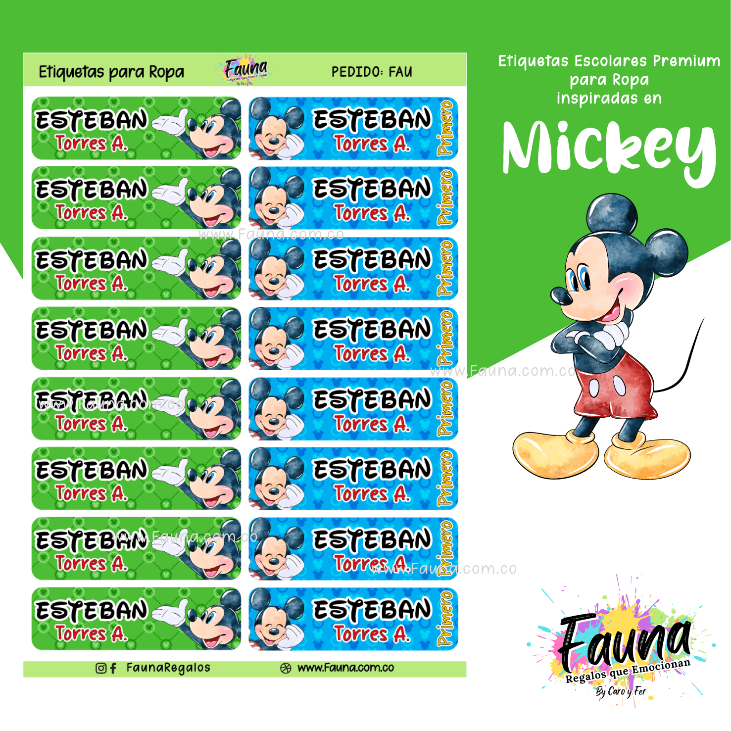 Mickey 🐭 - Etiquetas Escolares Premium Personalizadas