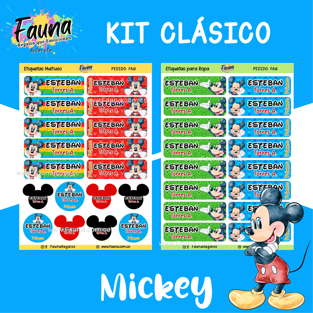 Mickey 🐭 - Etiquetas Escolares Premium Personalizadas