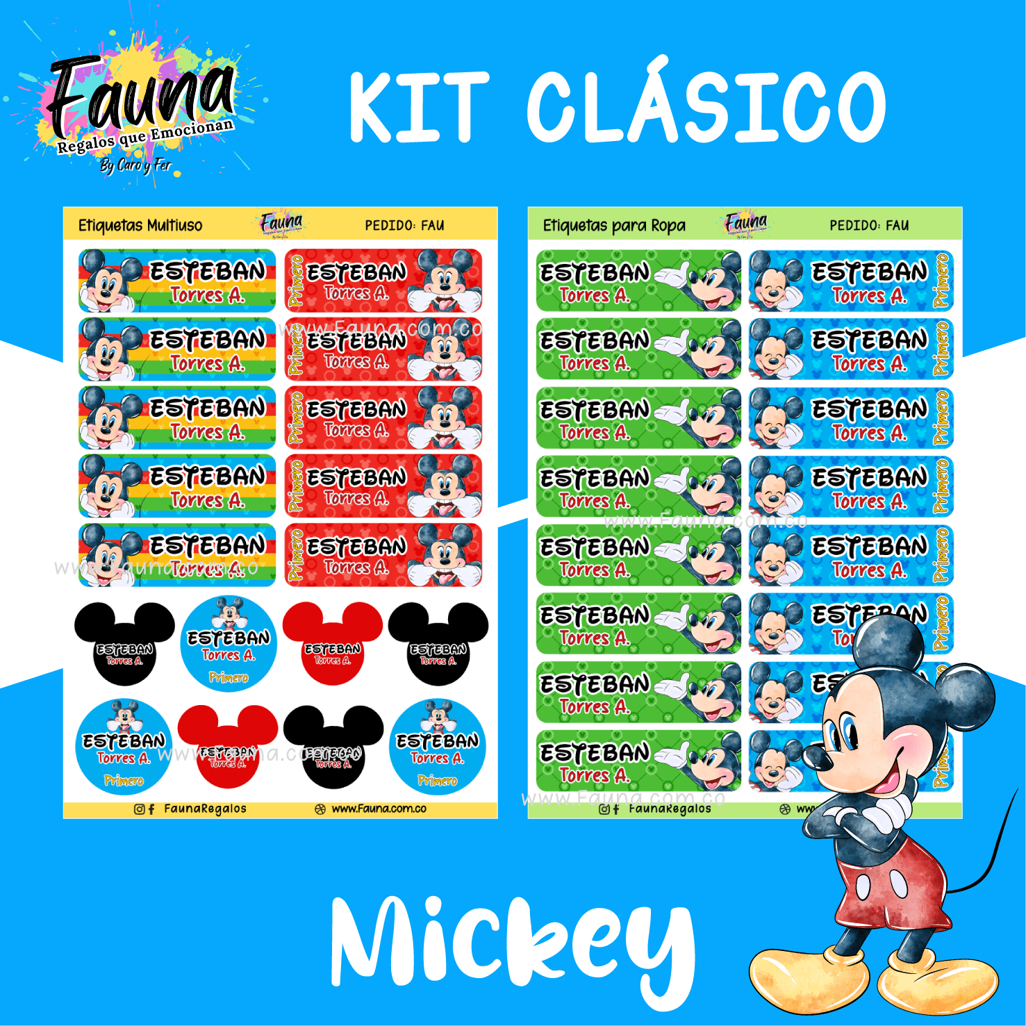 Mickey 🐭 - Etiquetas Escolares Premium Personalizadas