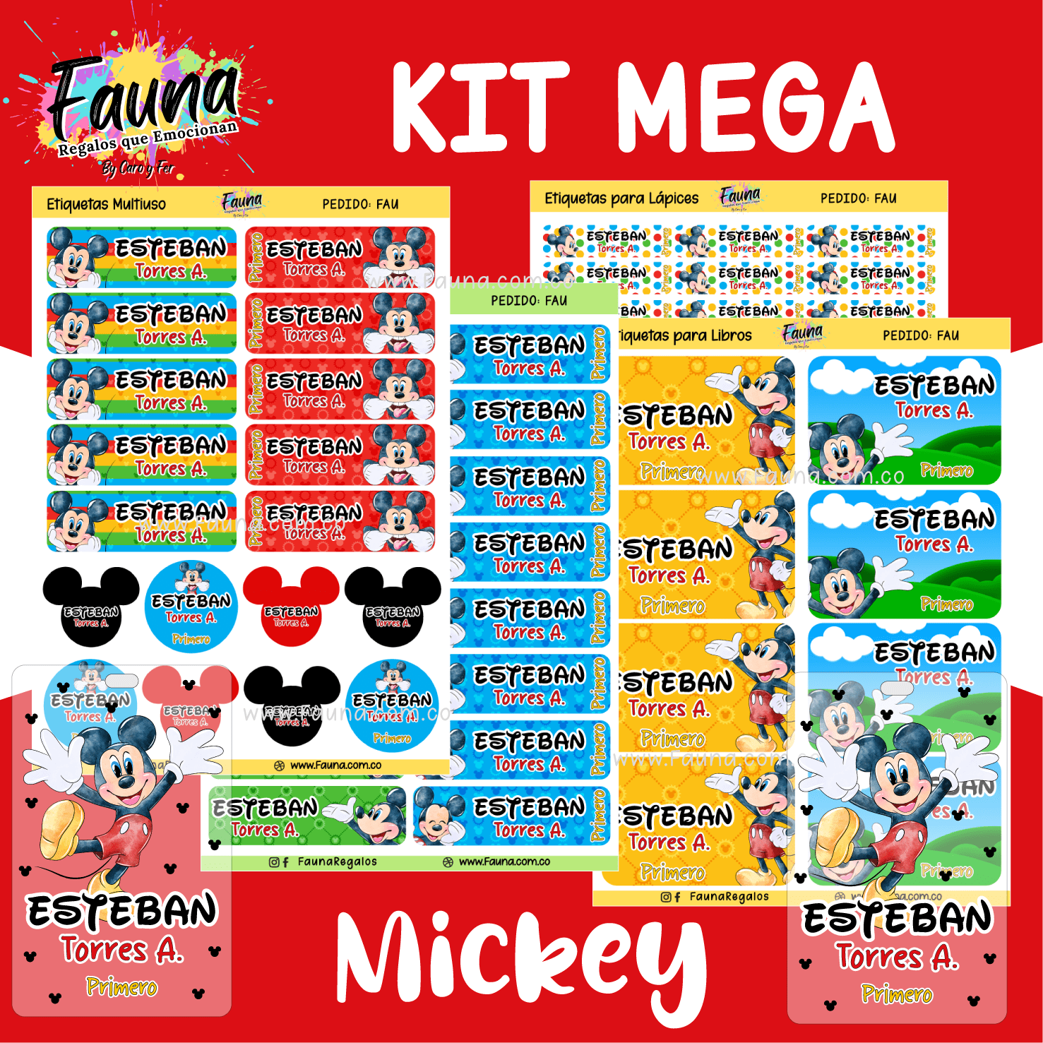 Mickey 🐭 - Etiquetas Escolares Premium Personalizadas