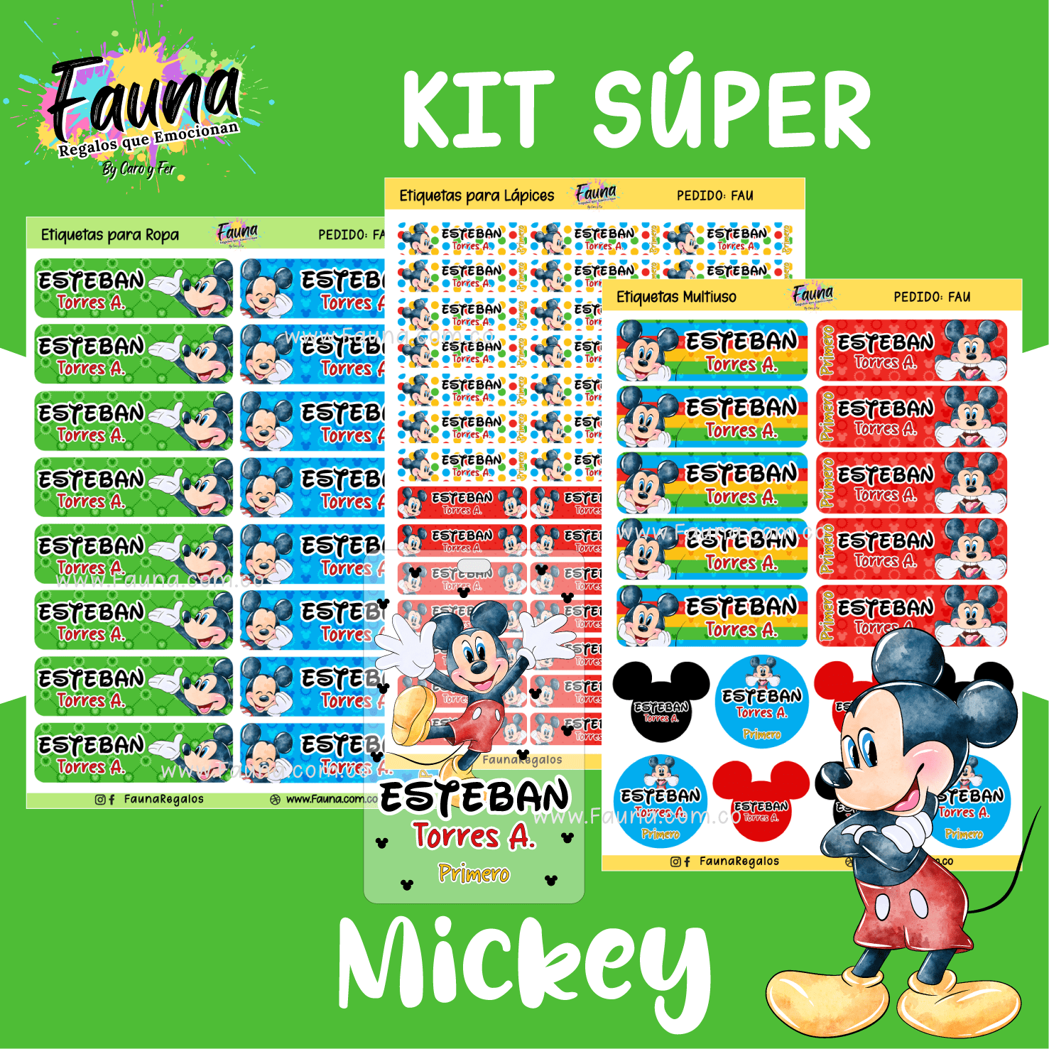 Mickey 🐭 - Etiquetas Escolares Premium Personalizadas