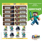 Minecraft 🟩 - Etiquetas Escolares Premium Personalizadas