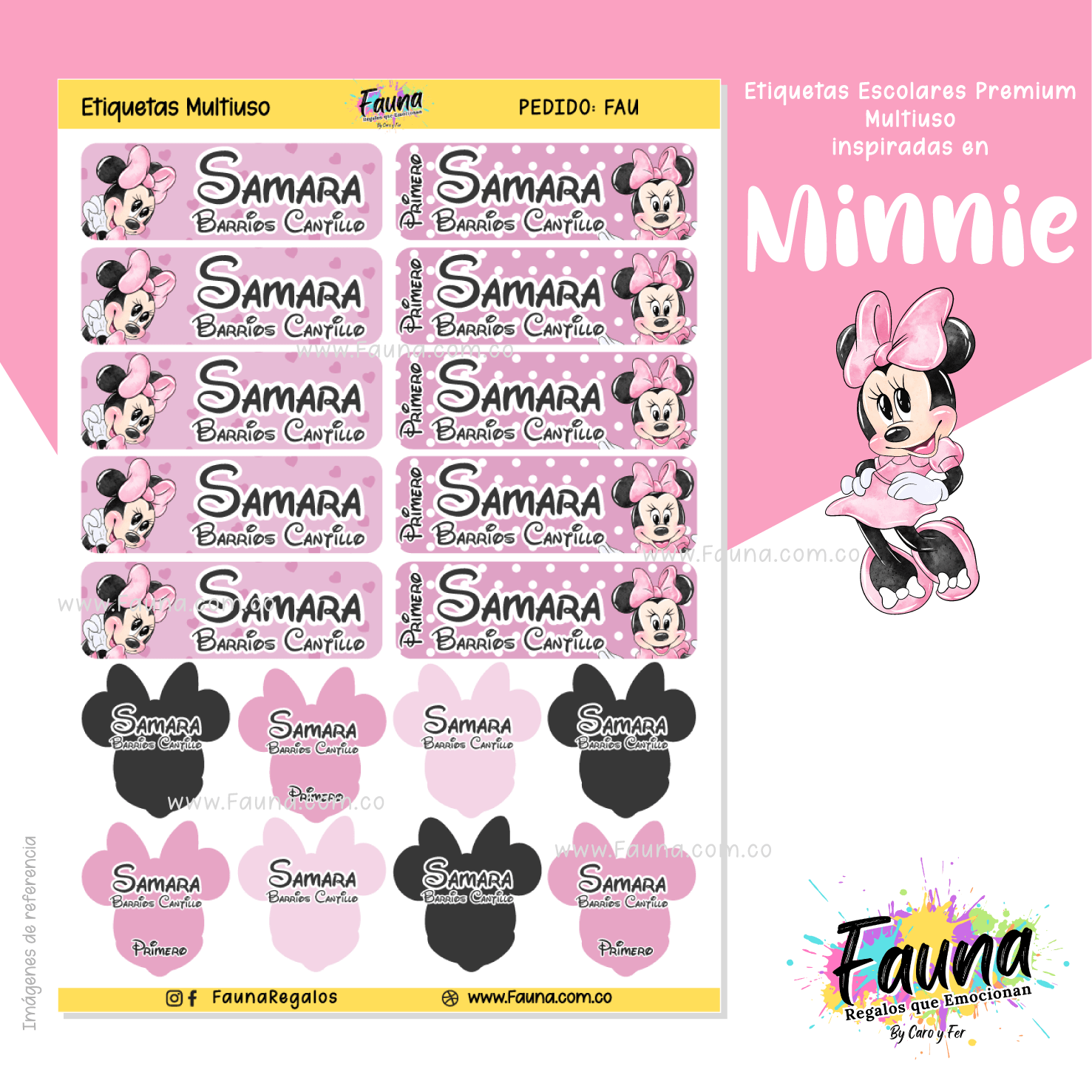 Minnie 🎀 - Etiquetas Escolares Premium Personalizadas