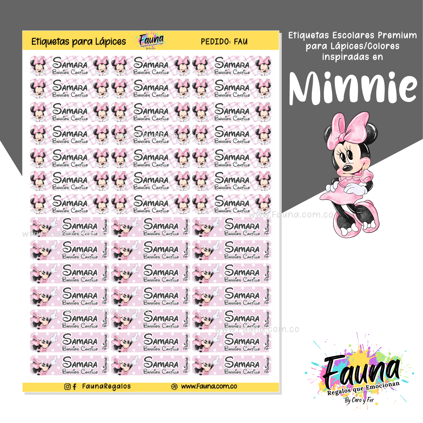 Minnie 🎀 - Etiquetas Escolares Premium Personalizadas