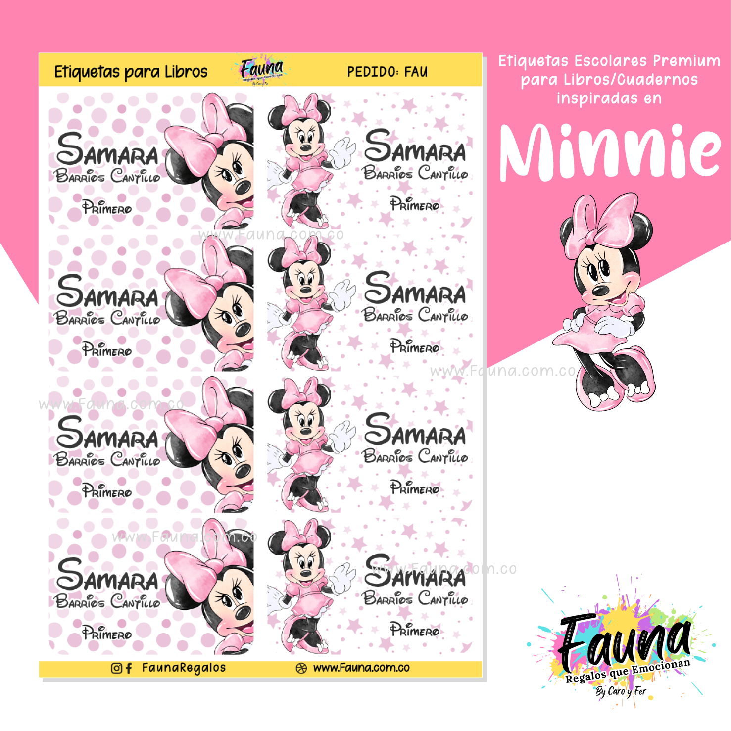 Minnie 🎀 - Etiquetas Escolares Premium Personalizadas