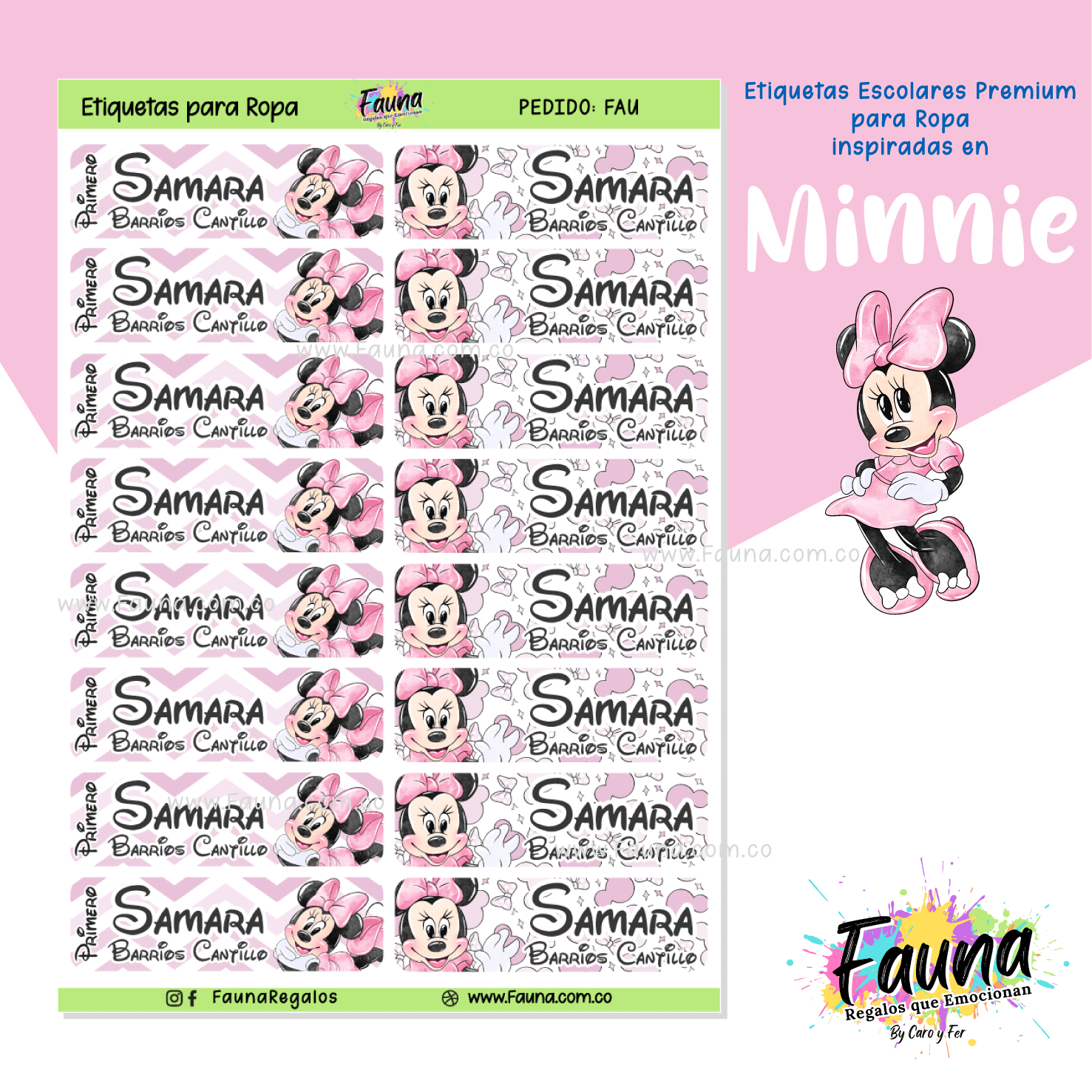 Minnie 🎀 - Etiquetas Escolares Premium Personalizadas