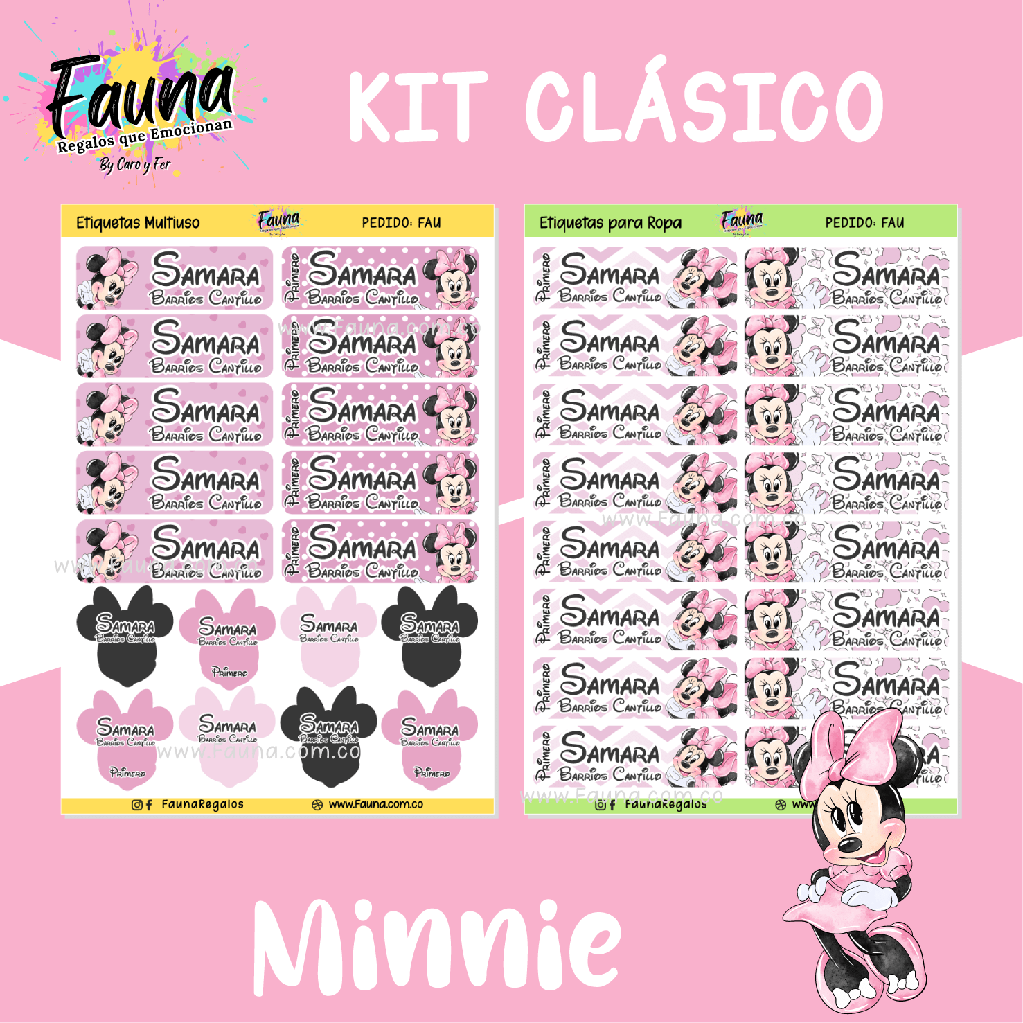Minnie 🎀 - Etiquetas Escolares Premium Personalizadas